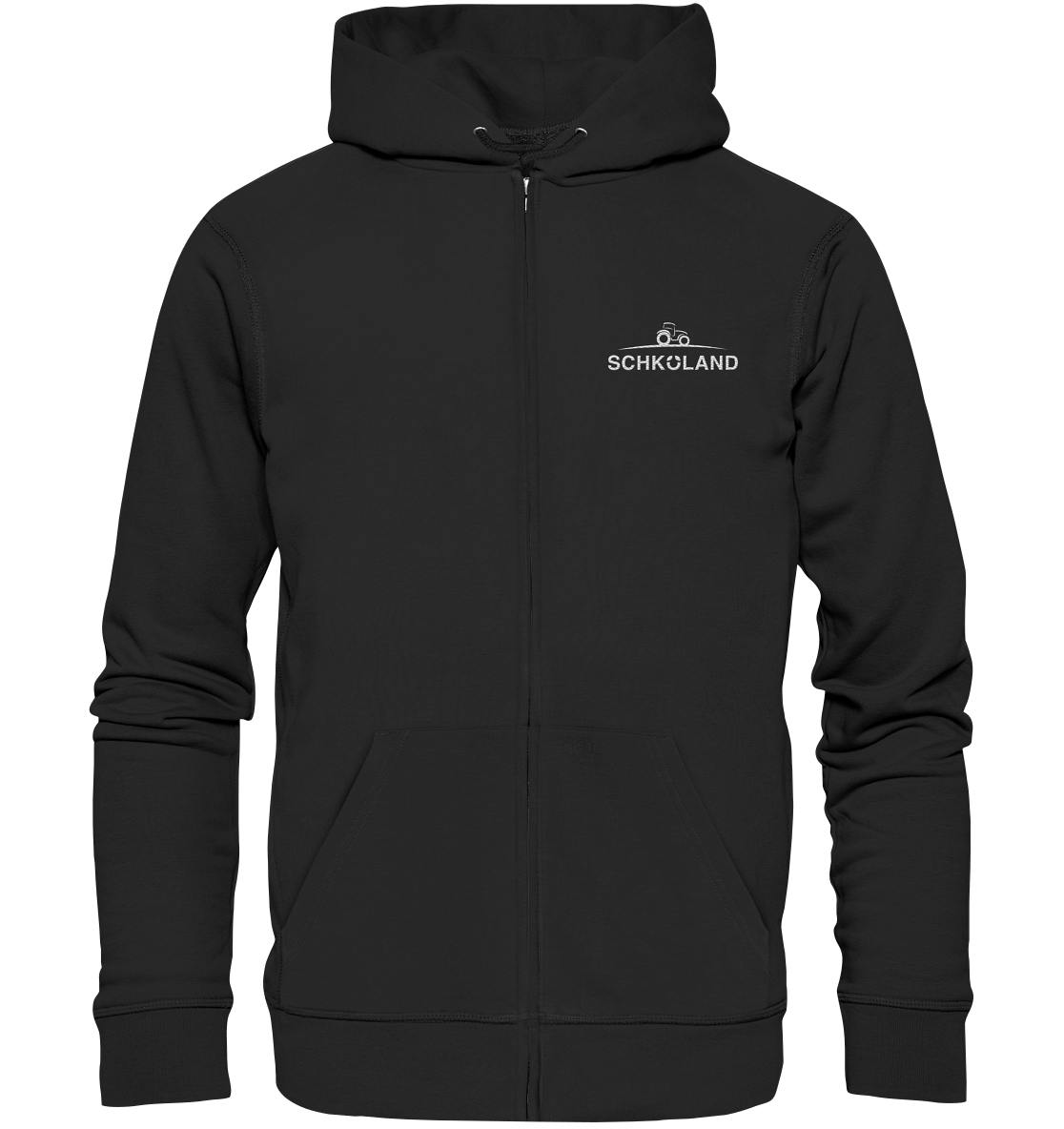 Zipper Trainingsjacke mit Kapuze, mit weißem Schköland Logo Stick, verschiedene Farben - Organic Zipper (Stick)