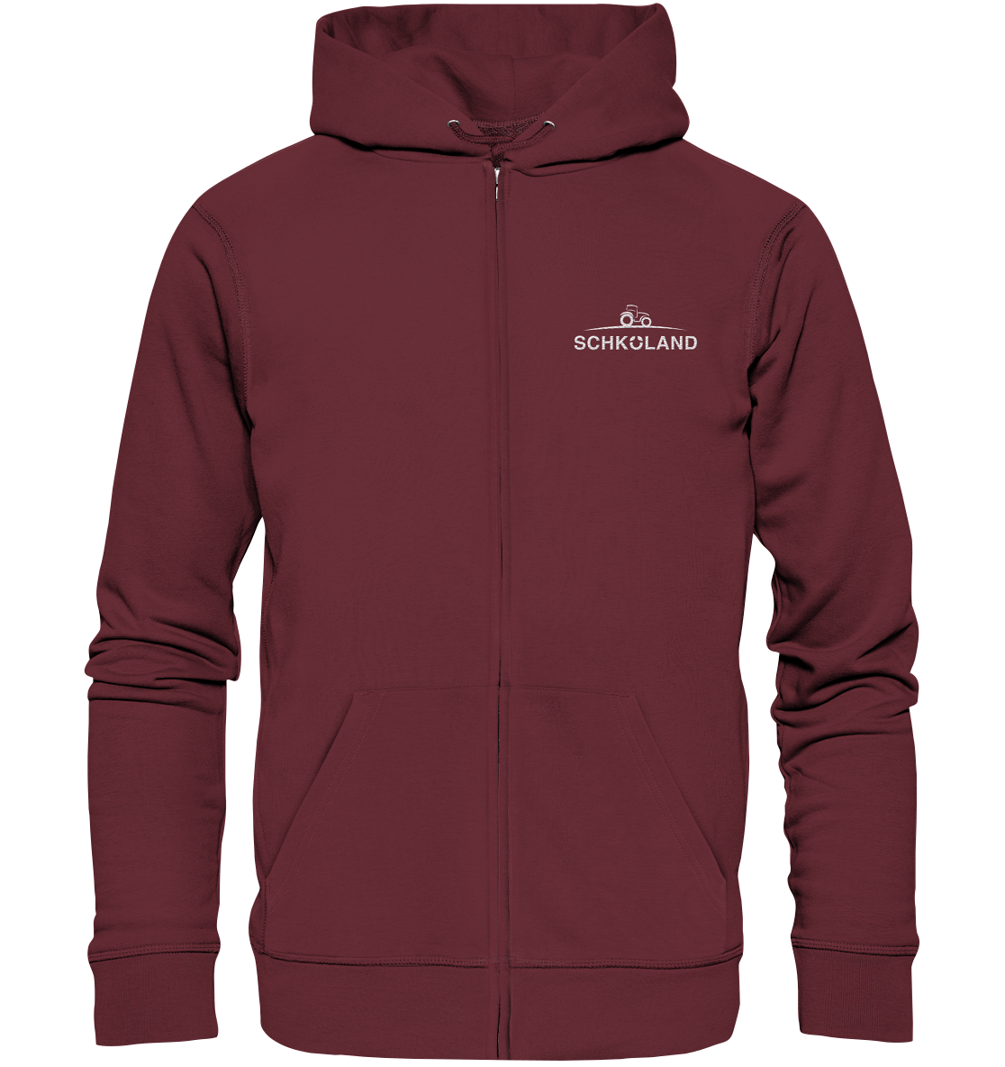 Zipper Trainingsjacke mit Kapuze, mit weißem Schköland Logo Stick, verschiedene Farben - Organic Zipper (Stick)